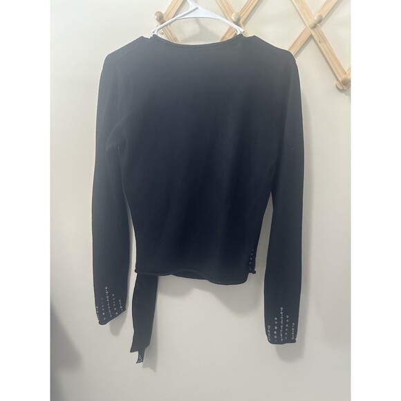 Tommy Hilfiger Sweater Size Small Black With Sequins Wrap Sweater - Picture 4 of 5